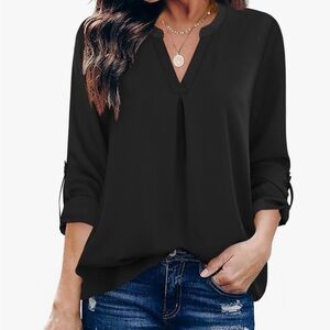 Gaharu (NWT) V-Neck Blouse with 3/4 Sleeve